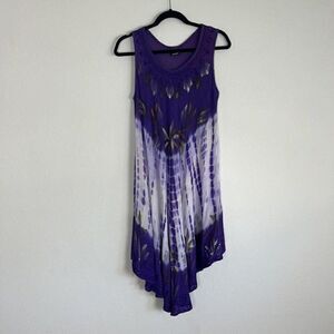 Fashion Force Vintage 90s Tie-Dye Purple Umbrella Dress Tank Top Free Size OS